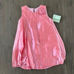 New Girls Zuccini Pink Raw Silk Bubble Dress